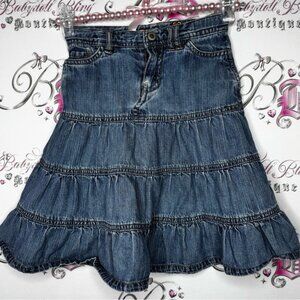 Santana girl skirt jean ruffle frill tiered western cowgirl denim jean pockets